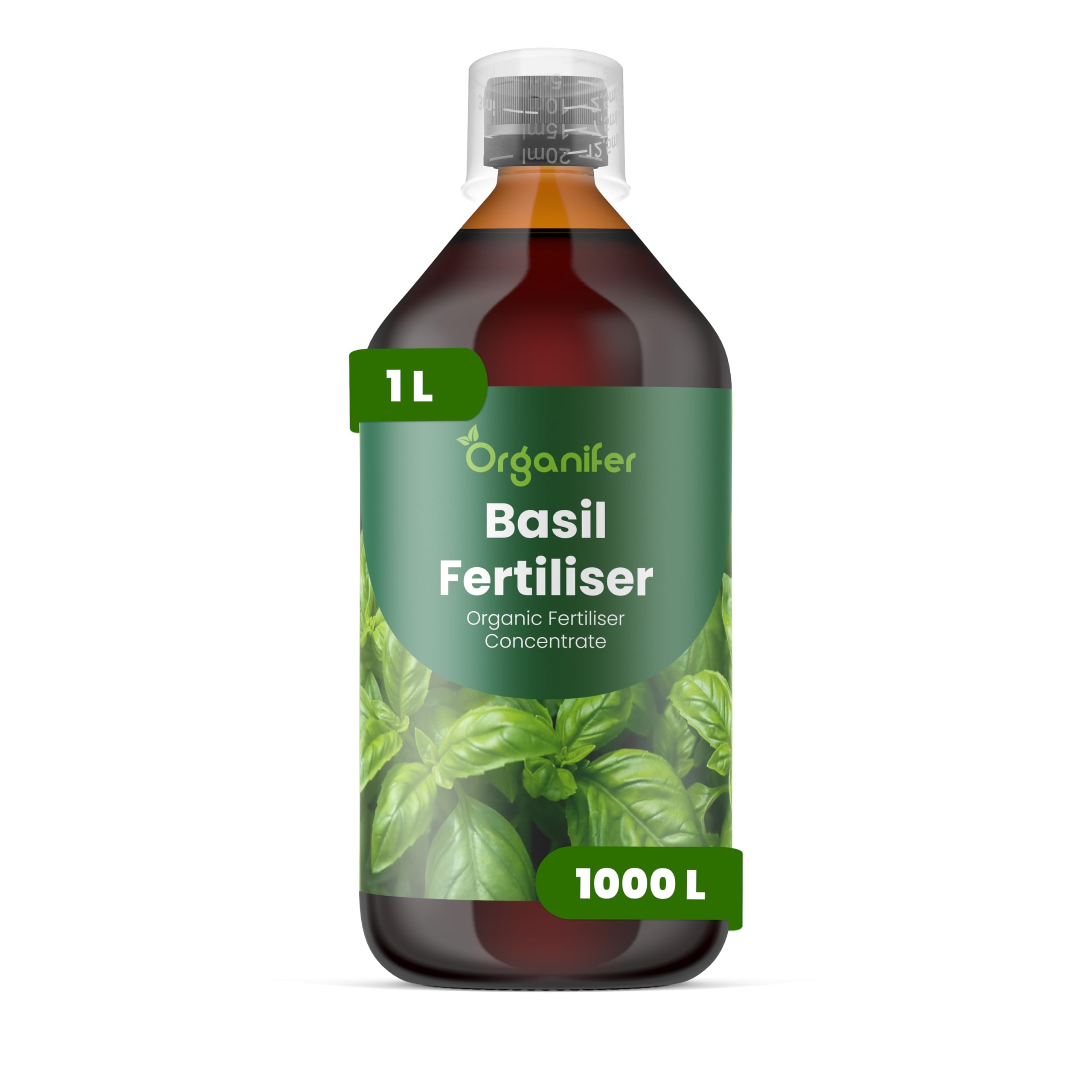 Engrais Liquide pour Basilic, 1L, Organique, Favorise Feuilles Robustes et Herbes Aromatiques