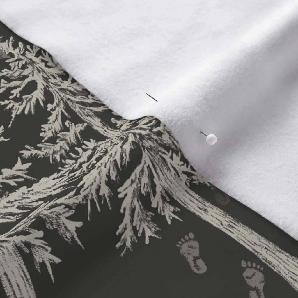 Spoonflower Fabric - Sasquatch Cryptids Charcoal Gray Cryptozoology Aliens Printed on Polartec(R) Fleece Fabric by The Yard - Sewing Blankets Loungewear and No-Sew Projects