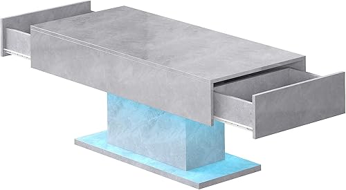 Miniatura 17 de Mesa de centro LED para sala de estar, mesa de centro rectangular, mesas de centro modernas de madera de alto brillo con luces LED de 16 colores