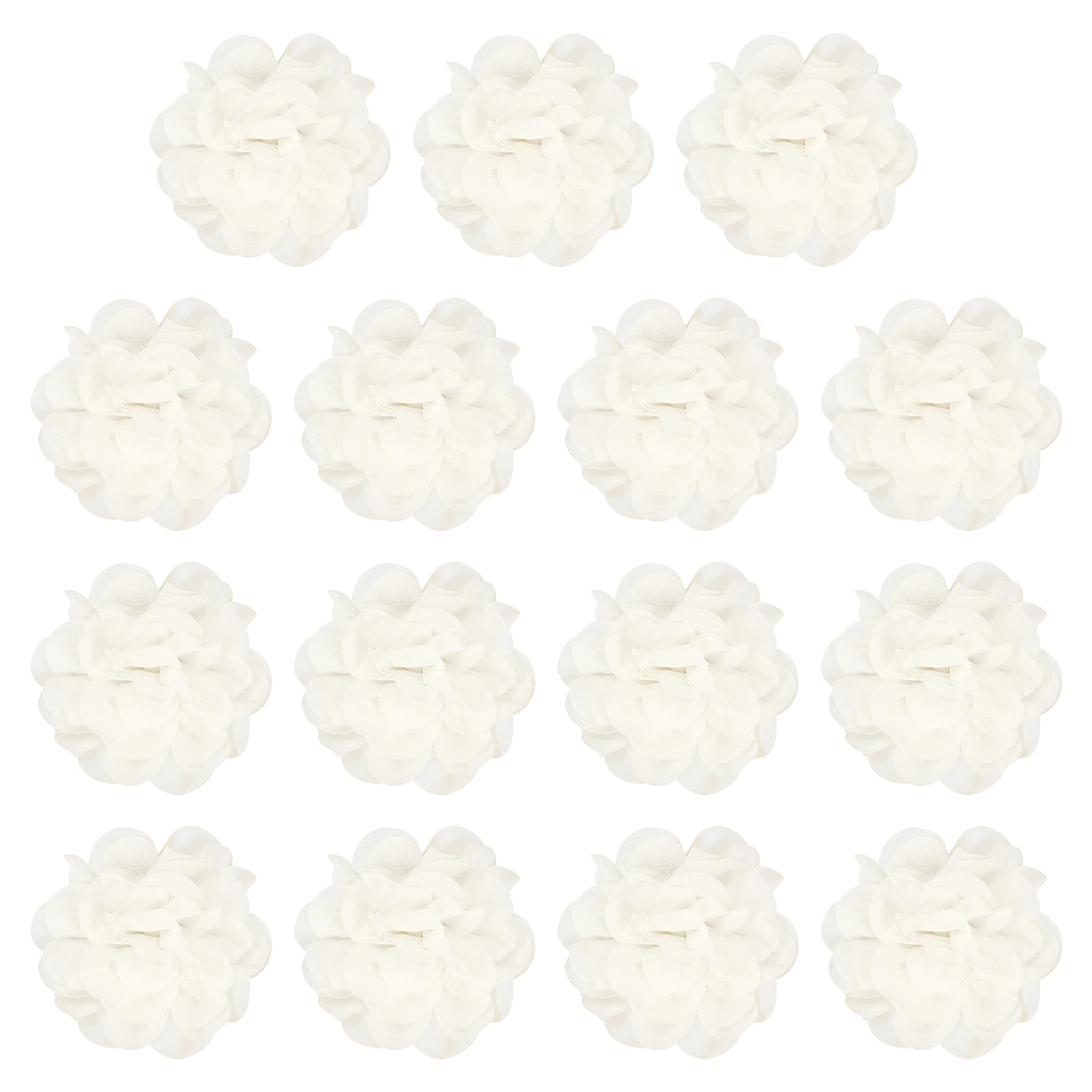 YELARXI Chiffon Flowers, Sewing Fabric Appliques, Chiffon Flowers Appliques - Fitting for (Women/DIY Crafts/Headbands/Hair Accessories/Wedding/Party/Corsage) 4 Inch & 15 Pack & Beige