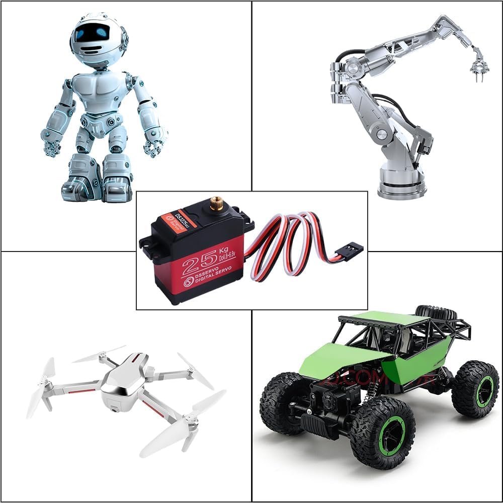 Servomotore 25KG Servo digitale impermeabile ad alta coppia e ingranaggi metallici per RC Traxxas HSP Barca elicottero Barca dell'automobile aereo (angolo di controllo 270 °)