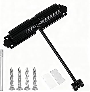 Automatischer Türschließer Gartentor - 1 Stück Edelstahl Federbelasteter Türschließer, Door Closer mit Schrauben und Einstellhebel für Innen- und Außenbereich für Zimmertür, Büro, Gartentor (Schwarz)