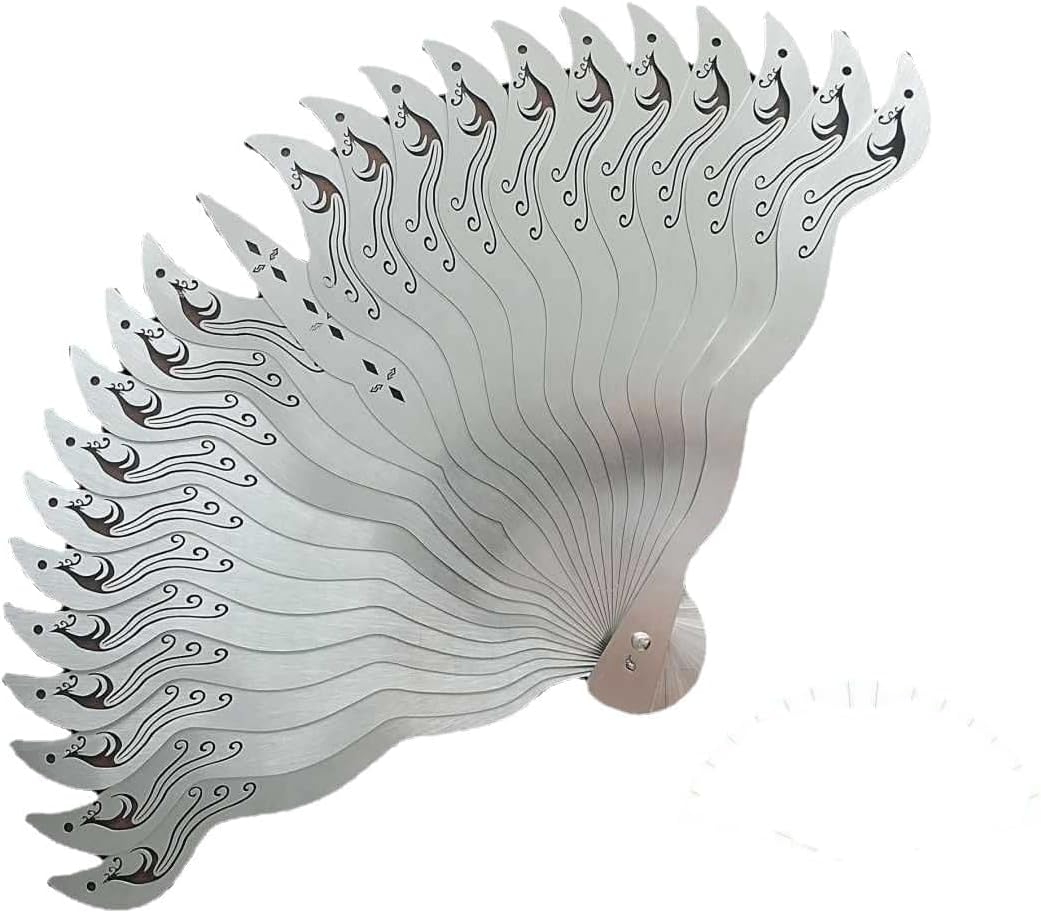 Full Stainless Steel Folding Fan Hand Held Metal Fan Kungfu Metal Hand-Folded Craft Fan Easy to Carry Self-Weapon