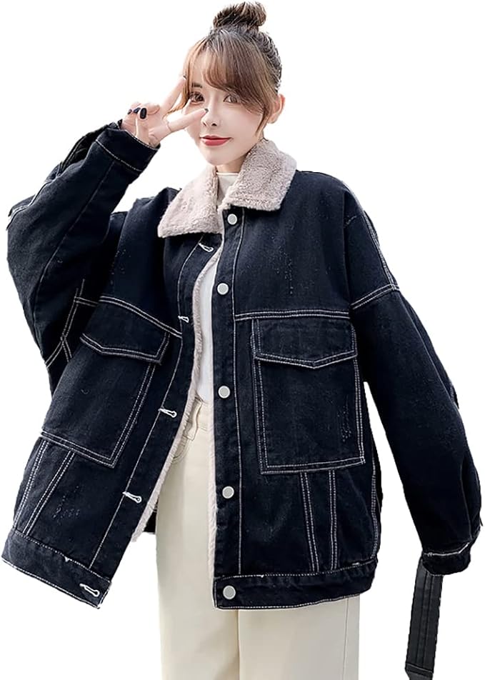 Amazon ボアデニムジャケット レディース ジージャン 厚手 防寒コート アウター Gジャン 折り襟 裏起毛 ブルゾン 冬服 暖かい ジャケット 大きいサイズ ｓ Xl コート ジャケット 通販
