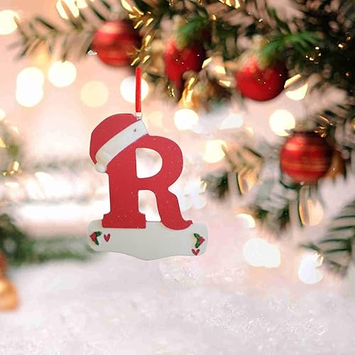 Decoración para árbol de Navidad, colgante personalizado de Navidad de 26 letras, adornos del árbol de Navidad del alfabeto R, decoraciones al aire