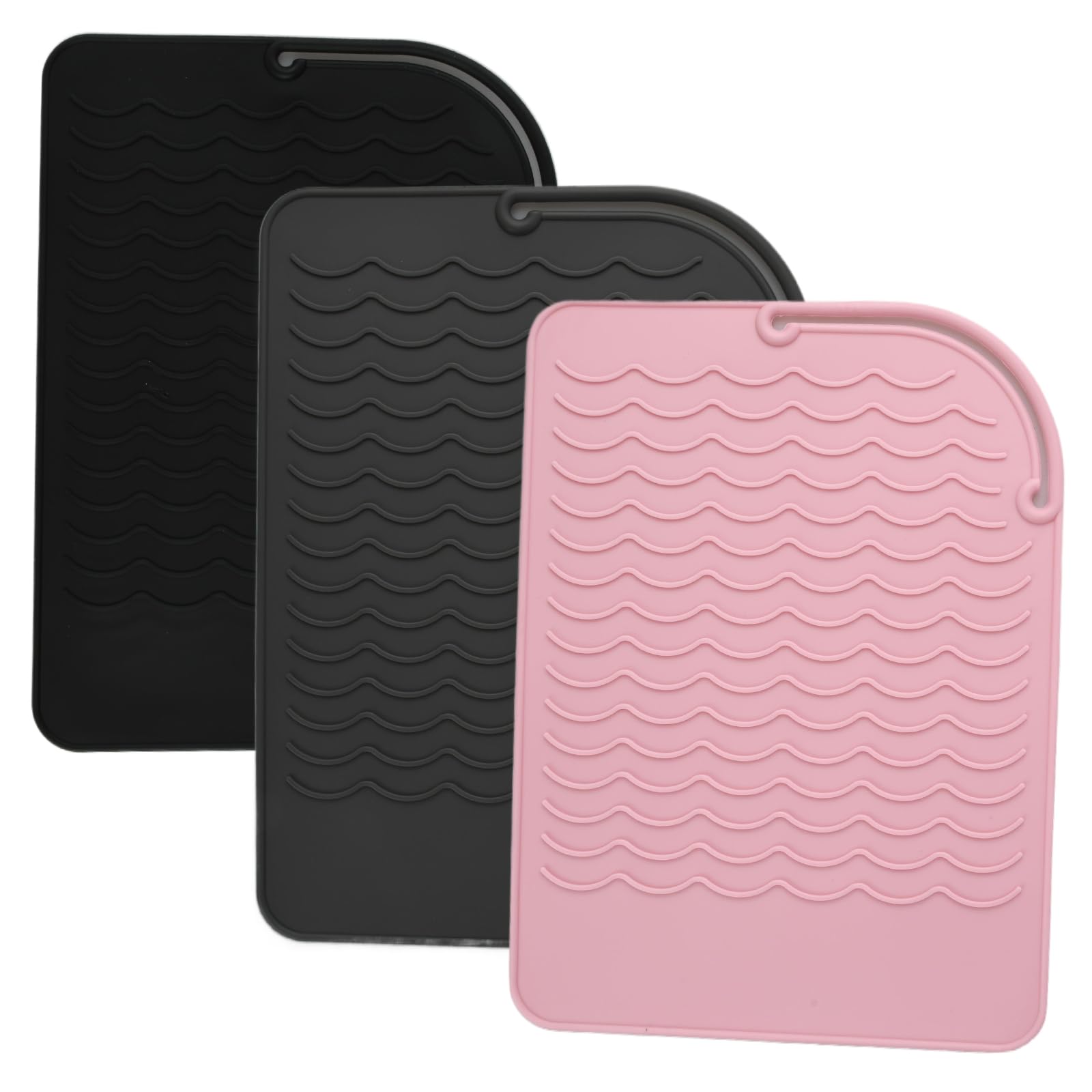 3 Piezas Alfombrilla de Silicona Resistente al Calor para Herramientas de Peluquería 21,8x16cm Ideal para Plancha, Tenacillas y Rizador Protección de Muebles, Portátil y Fácil de Almacenar