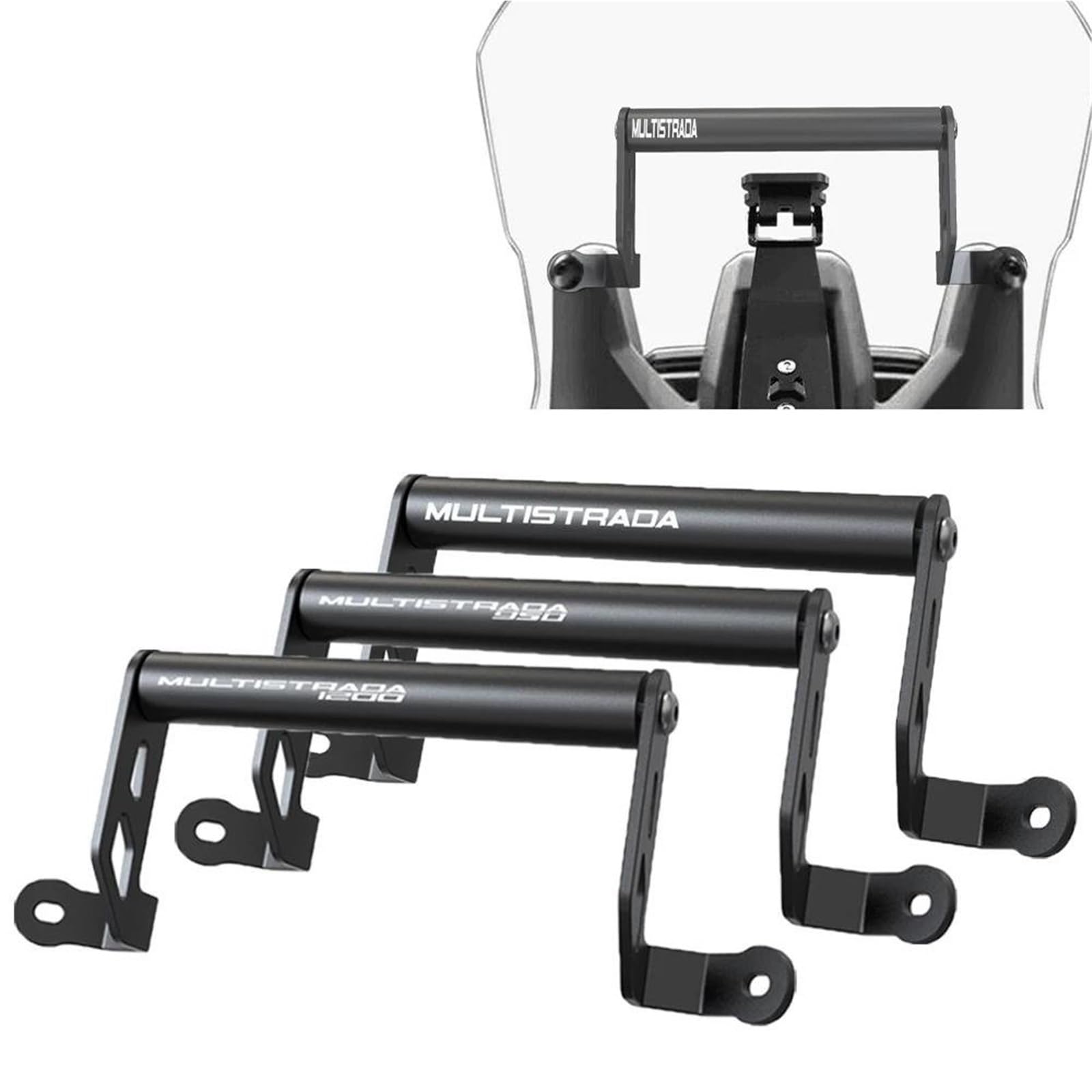 Support GPS / Smartphone Central Pour Moto Ducati Multistrada 1200/1260/950/V2 – Alliage Aluminium, Fixation Avant, Remplacement Barre