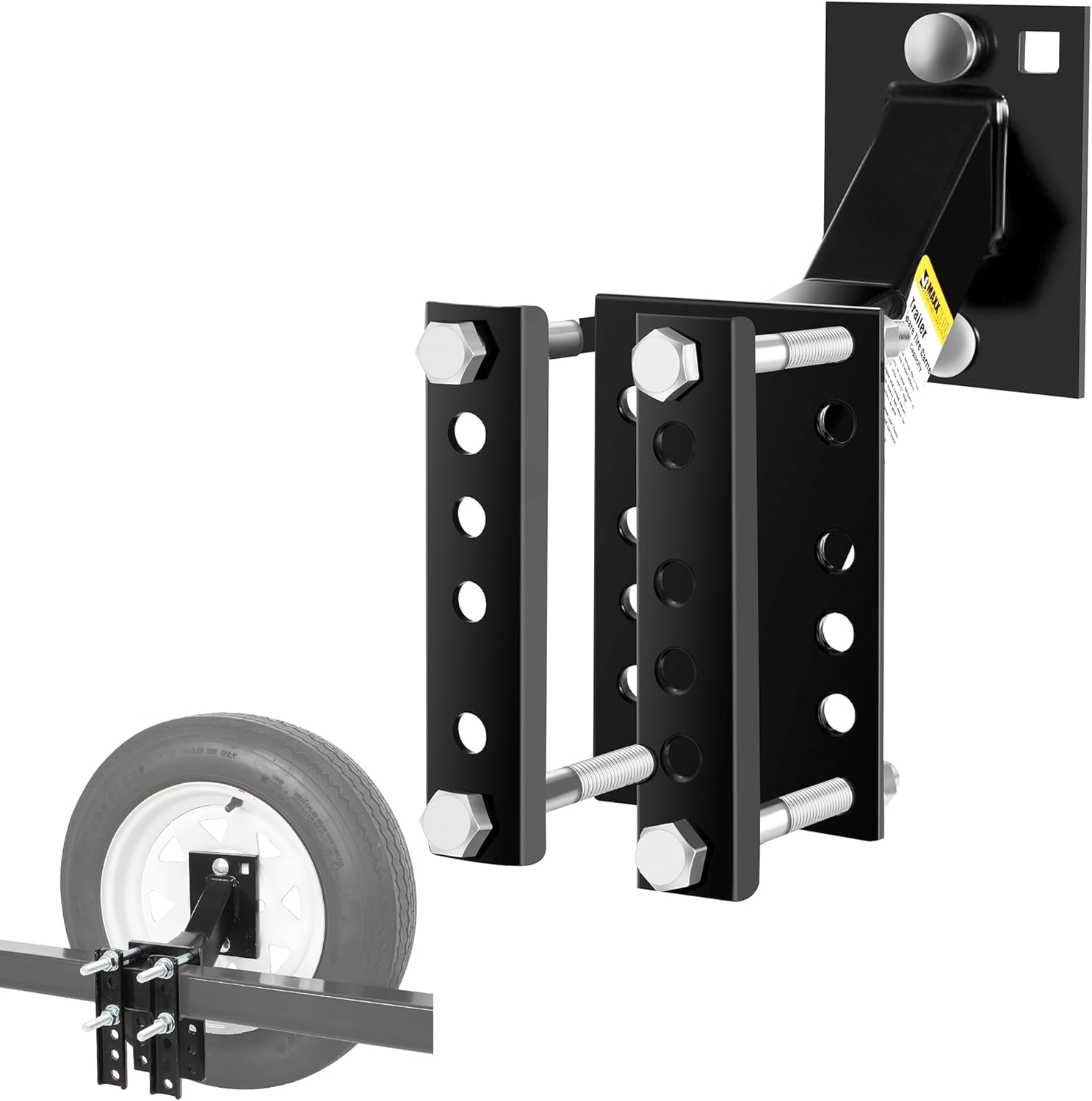 MaxxHaul 50214 Spare Tire Carrier Mount for Utility Boat Trailer Bracket Holds 4 Lugs (4 on 4" Bolt Pattern) and 5 Lugs (5 on 4-1/2" Bolt Pattern) Trailer Wheels