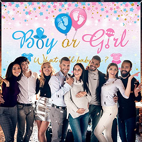 Gender Reveal Party Supplies Gender Reveal Background Boy Or Girl Backdrop Blue Pink Gender Party Reveal Banner What Will Baby Be Banner Baby Shower Photography Photo Booth, 70.8 X 43.3 Inch #TOP6