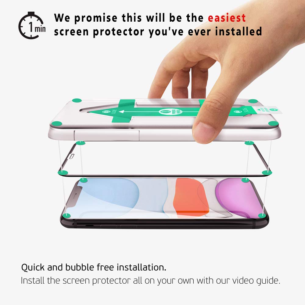 Deppa |2 Pack| Screen Protector for iPhone 11 / XR (6.1') Tempered Glass - 3D Full Coverage Edge with Easy Install Tray Kit |Bubble-Free| Case-Compatible| Video Installation Guide