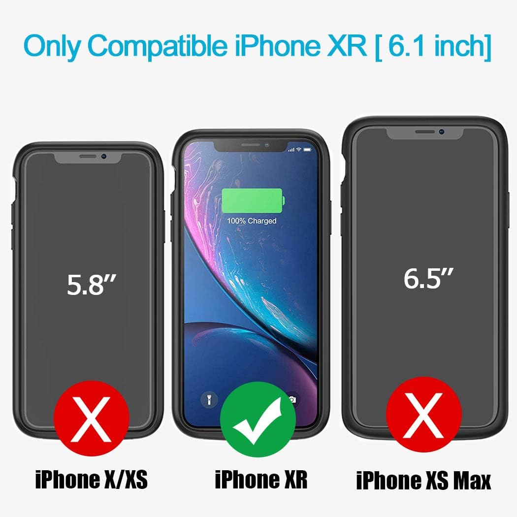 Battery Case for iPhone XR, 6000mAh Portable Protective Charging Case Compatible with iPhone XR (6.1 inch) Rechargeable Extended Battery Charger Case (Black)