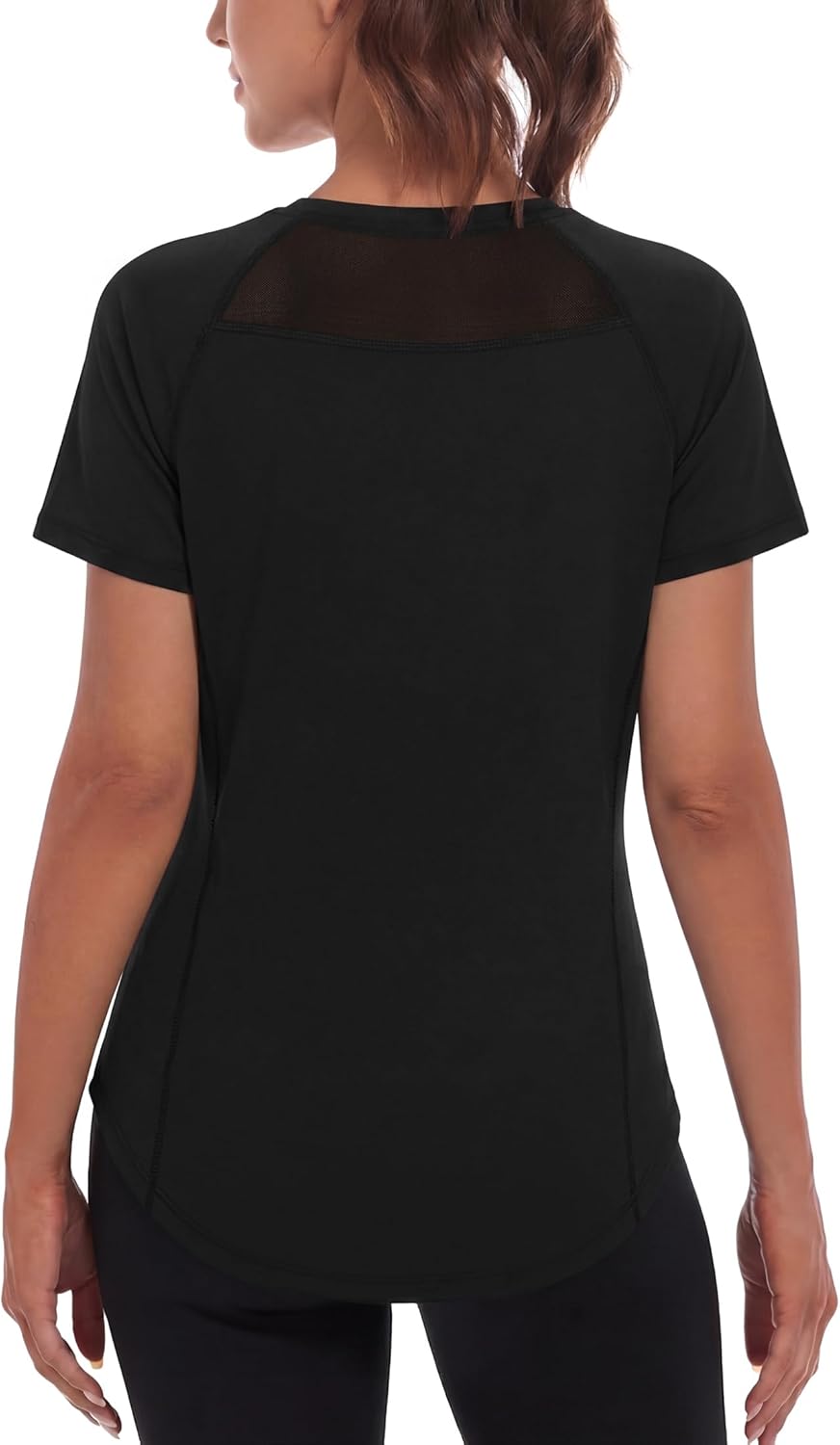 Maglietta Sportiva Donna per Palestra e Fitness Maniche Corte T-Shirt Tessuto Traspirante con Inserto in Mesh Yoga Corsa Tempo Libero