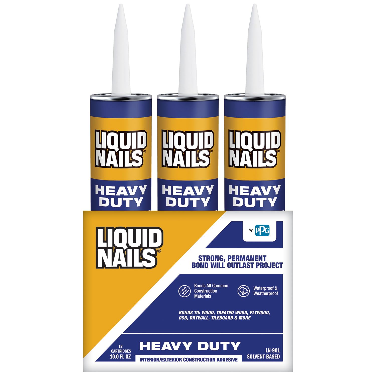 Liquid Nails Heavy Duty 10 oz. Tan Solvent-Based Construction Adhesive,12 Pack