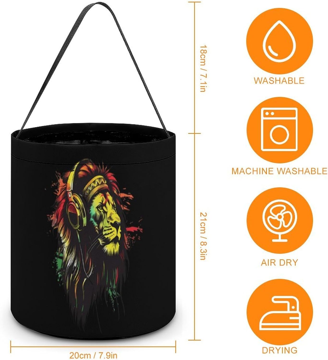Rasta Reggae Music Jamaican Lion Halloween Treat Bag Reusable Candy Basket Tote Goody Bags Gift Party