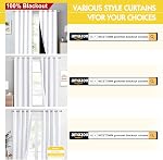 NICETOWN Full Shading Curtains for Windows, Super Heavy-Duty Black Lined Blackout Curtains for Bedroom, Privacy Assured Window Treatment (White, Pack of 2, 52 inches W x 95 inches L)