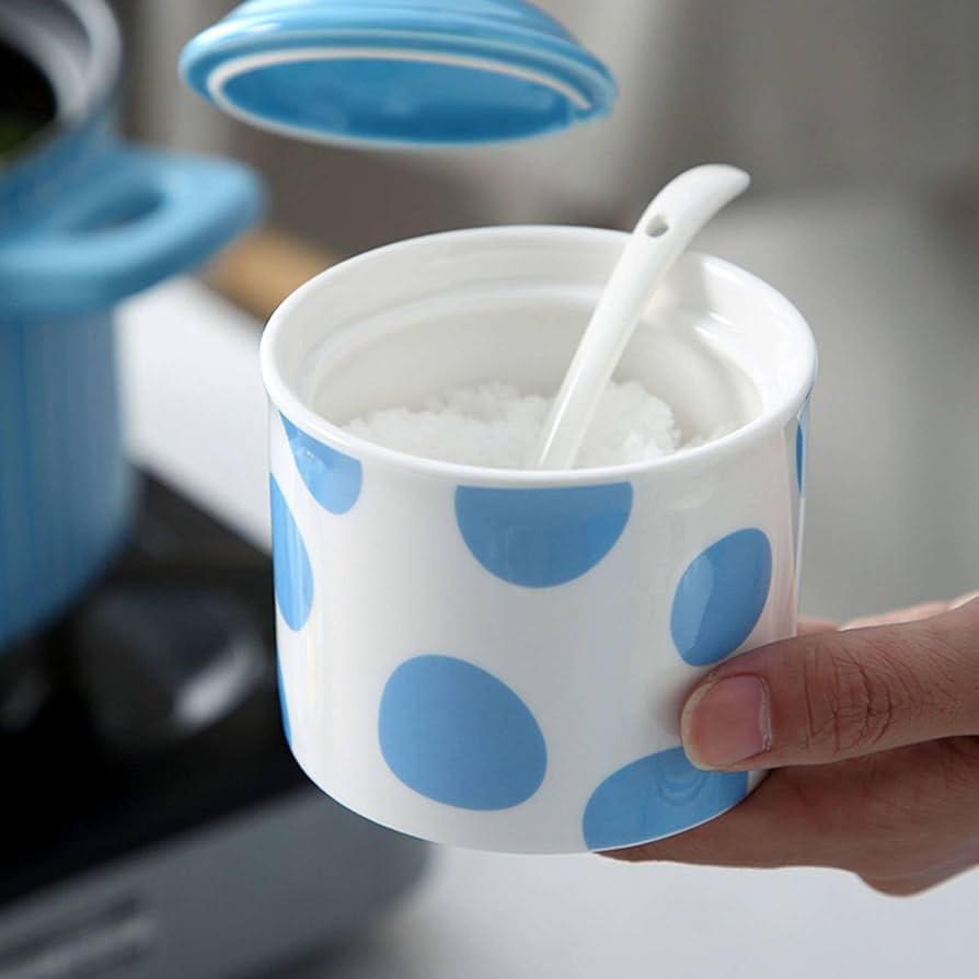 Amazon.co.jp: ふた付きブルーシュガーボウル, 砂糖貯蔵瓶