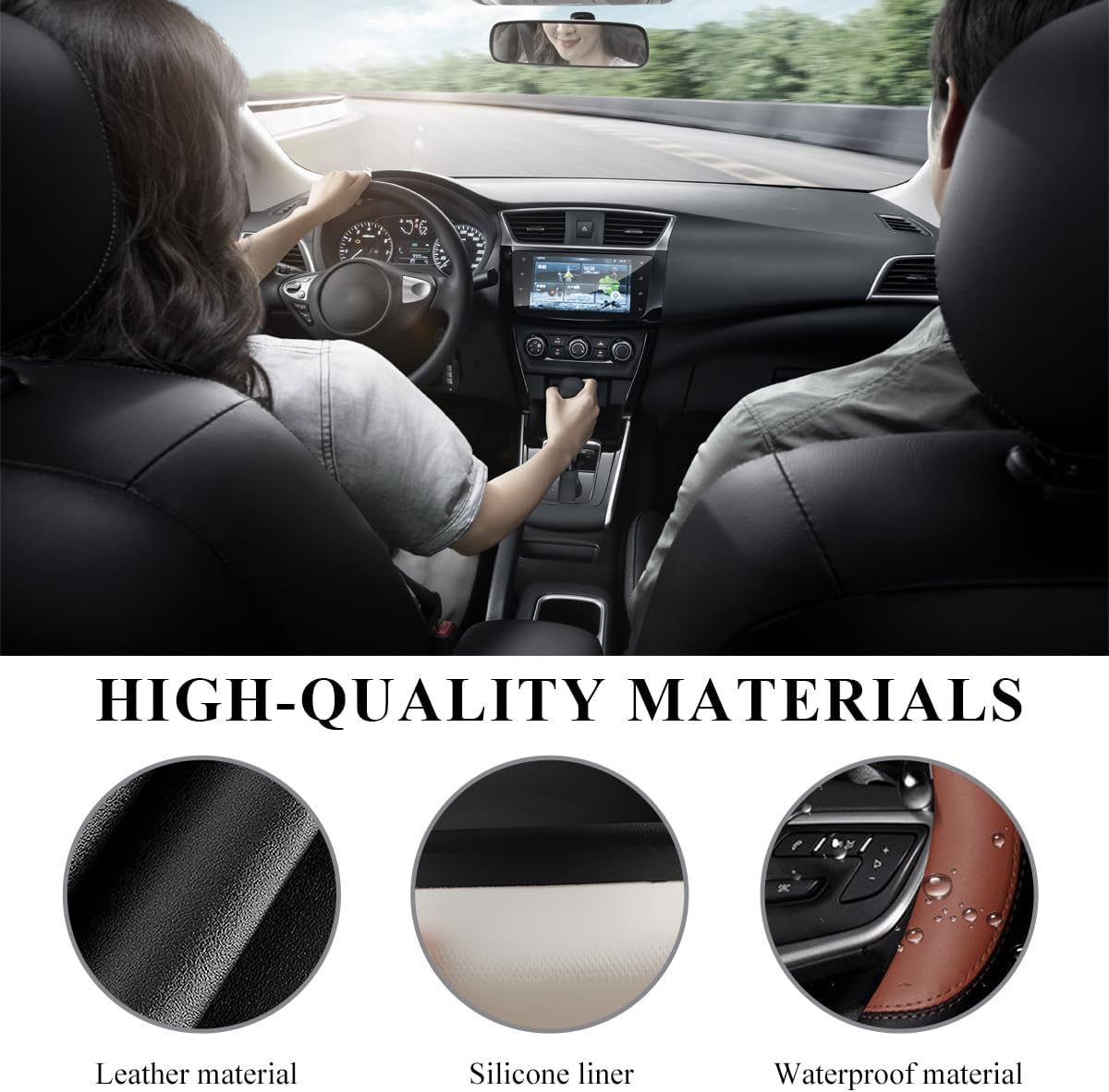 Car Steering Wheel Cover, Premium Leather Steering Wheel Protector with Anti-Slip Lining, Universal 15" Soft Breathable Auto Steering Wheel Cover, Interior Car Accessories (Black&Coffee) - Image 5