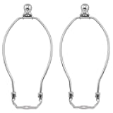 2-pack 6 Inch Lamp Shade Harp Holder Horn Frame Bracket with Light Base and Ball Finial DIY Lighting Replacement Accessories for Table/Floor Lamps (Sliver)