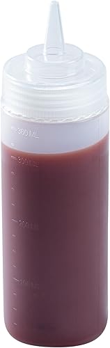 Restaurantware Botella exprimidora de condimentos de 12 onzas, 1 botella de plástico exprimible con tapa, punta dispensadora de precisión, botella