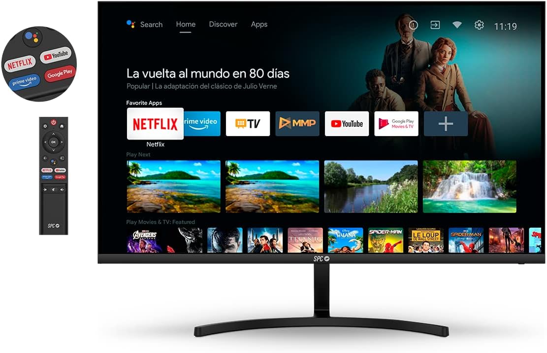 SPC Smart Monitor 24 - Monitor Android TV Full HD 24, altoparlanti integrati, connettività mobile, ultrasottile, telecomando e accesso a contenuti in streaming (Netflix, Prime Video, YouTube) SPC Smart Monitor 24 - Monitor Android TV Full HD 24, altoparlanti integrati, connettività mobile, ultrasottile, telecomando e accesso a contenuti in streaming (Netflix, Prime Video, YouTube)