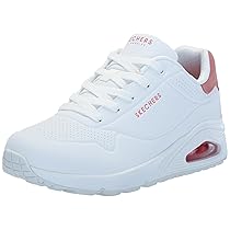 Skechers Uno, Sneaker Donna, White Durabuck Coral Suede Trim, 39.5 EU