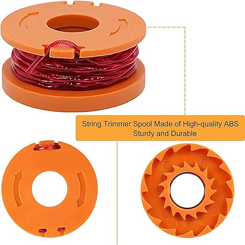 Miniatura 4 de Paquete de 14 (12 carretes + 2 tapas) Longitud de la línea de 10 pies, diámetro de 0.065 pulgadas, línea de recortadora de cuerda para Worx,