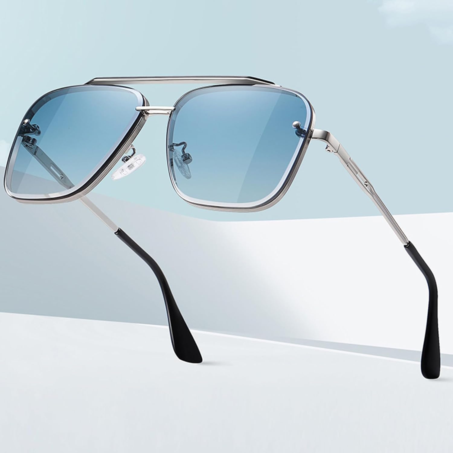 Oversized Square Aviator Sunglasses for Men Women Fashion Metal Frame Aviator Sun Glasses Tinted Lens - Image 4