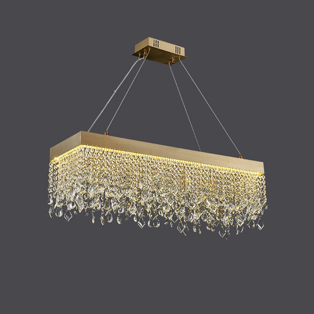 HXYSXHJUO Scandinavian simple light luxury circle crystal chandelier, modern tassel for villa bedroom dining room living lamps and lanterns,(rectangle) 120cm