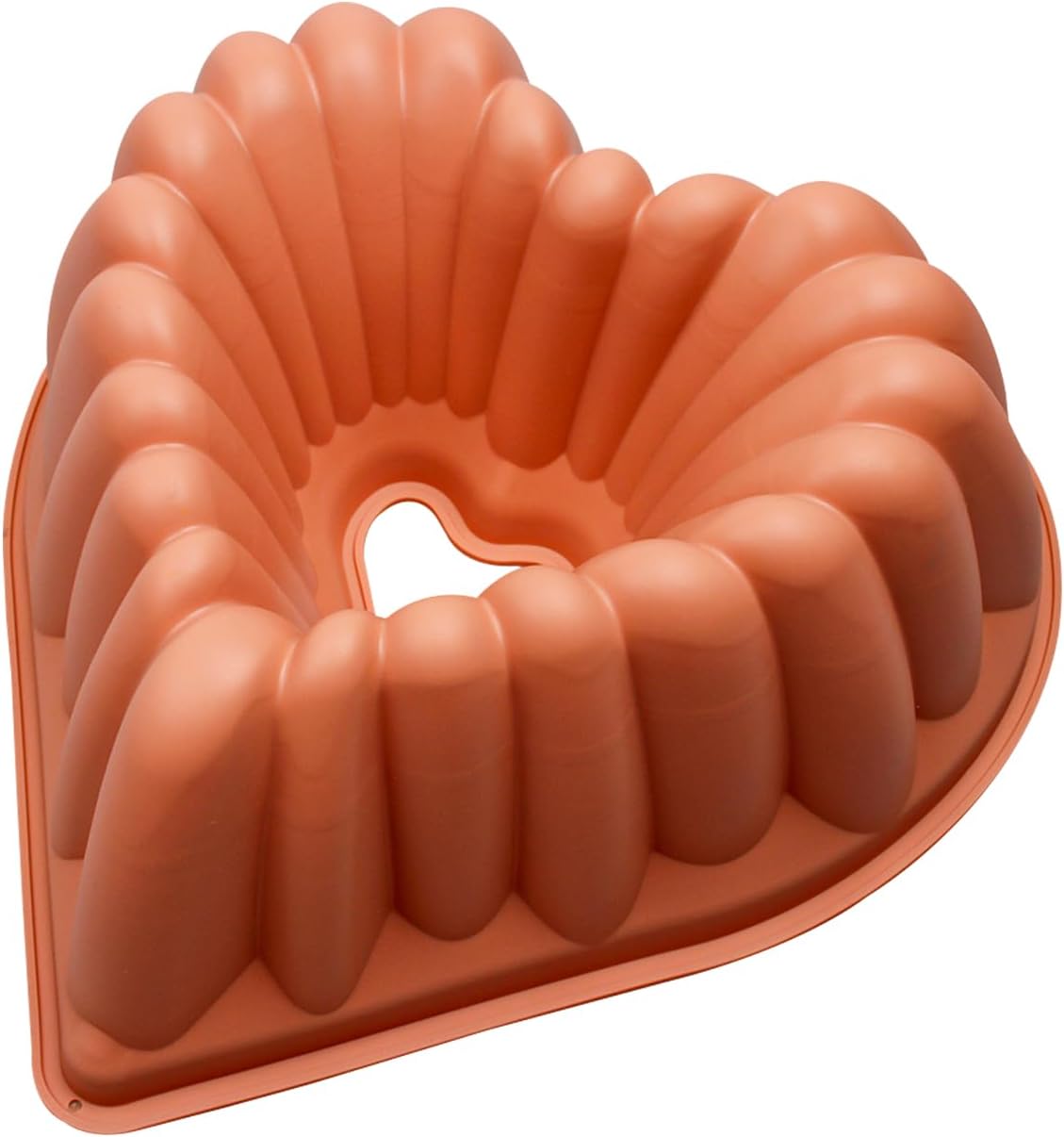9 Inch Heart Shaped Silicone Buntz Cake Pan, Nonstick Fluted Jello Mold Tray for Baking Desserts, 9.1 x 8.7 x 3.4 inches