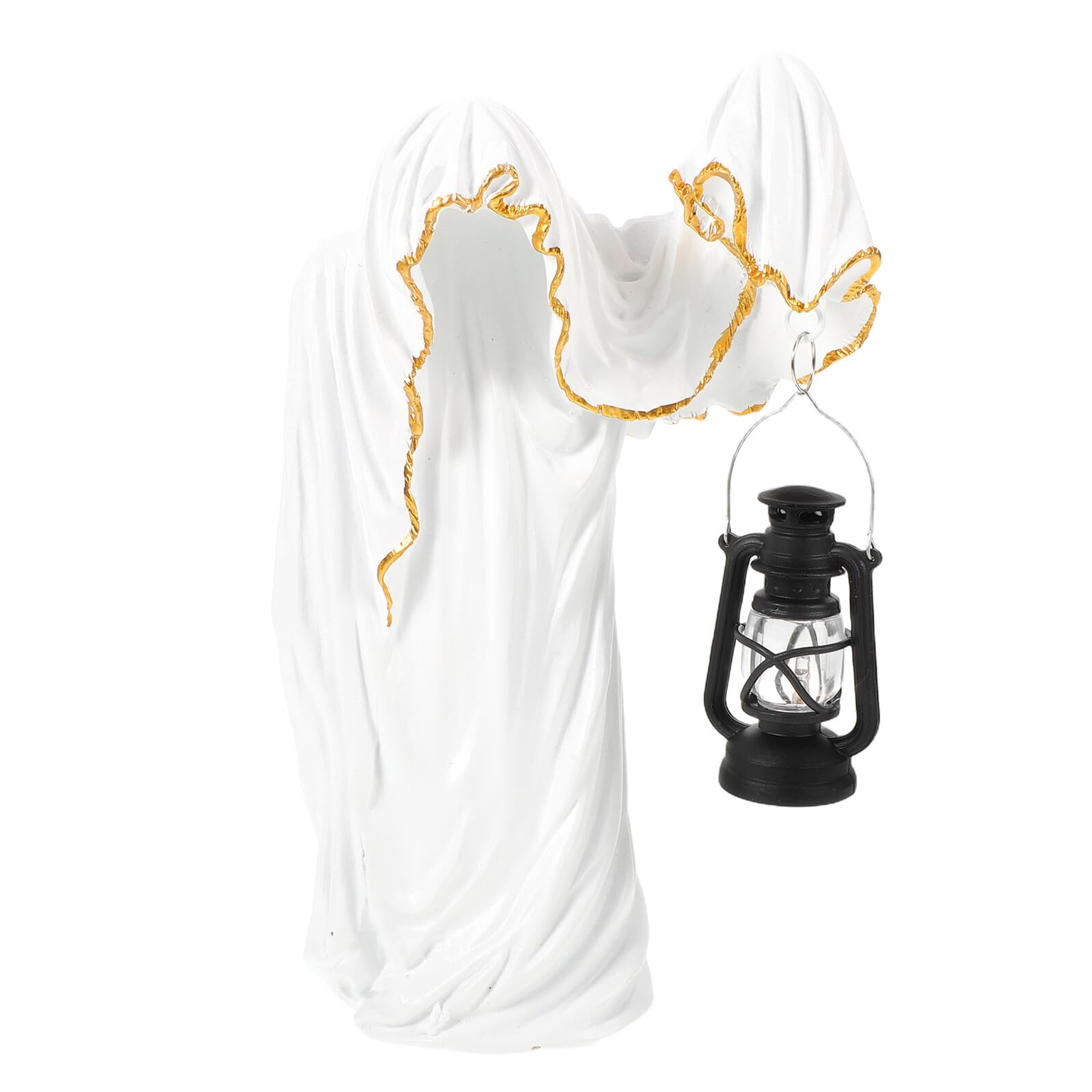 Statue fantôme sorcier figurine résine lanterne LED Halloween