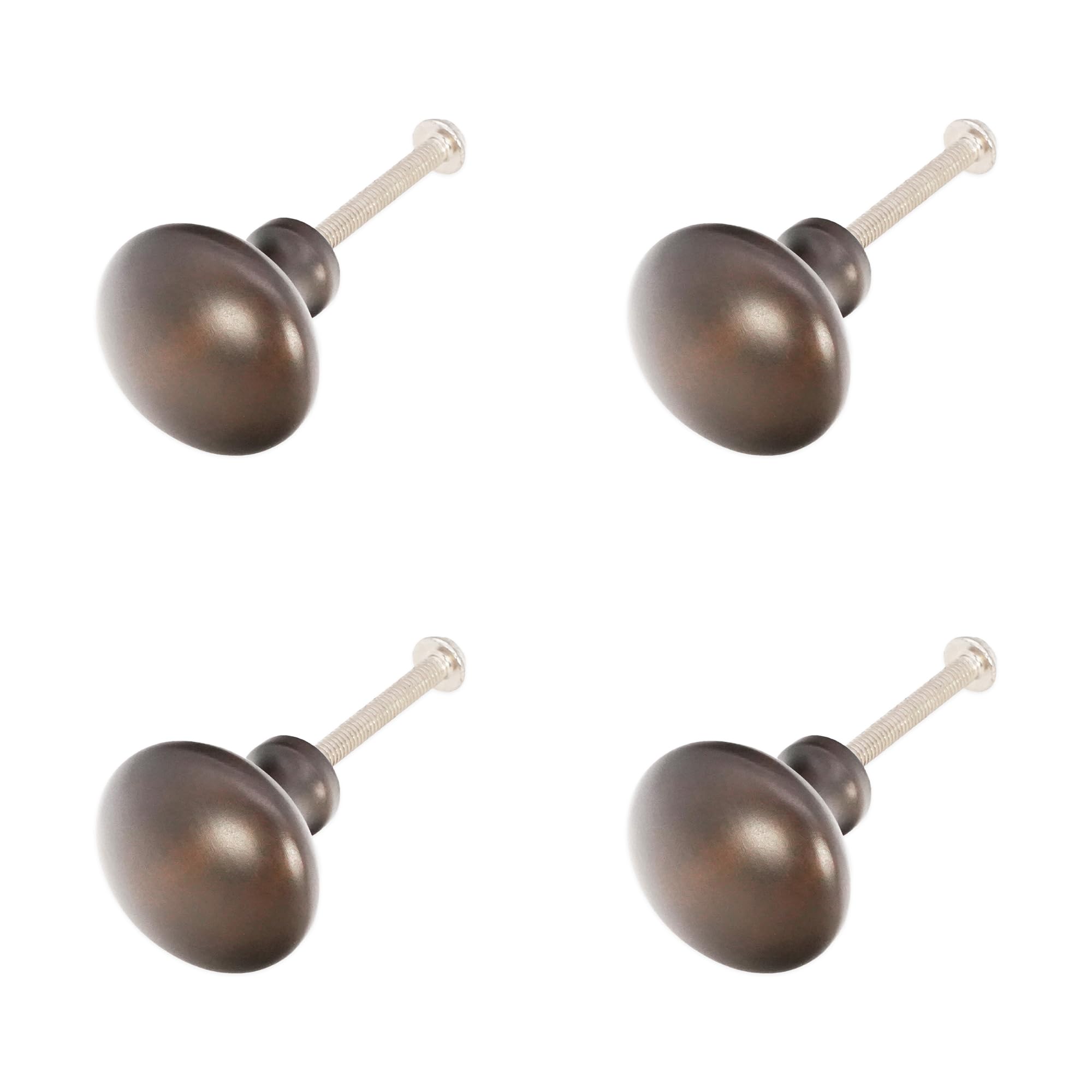 Infinity Decor Confezione da 4 pomelli a fungo in ottone massiccio da 32 mm, finitura bronzo invecchiato, per mobili da cucina, cassettiere e armadi vintage