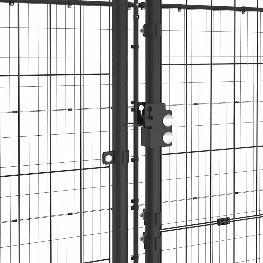 Perrera para perros de acero con recubrimiento en polvo con toldo y puerta de 7,26 m², resistente a la intemperie para perros, cachorros, jardín, entrenamiento, protección y seguridad al aire