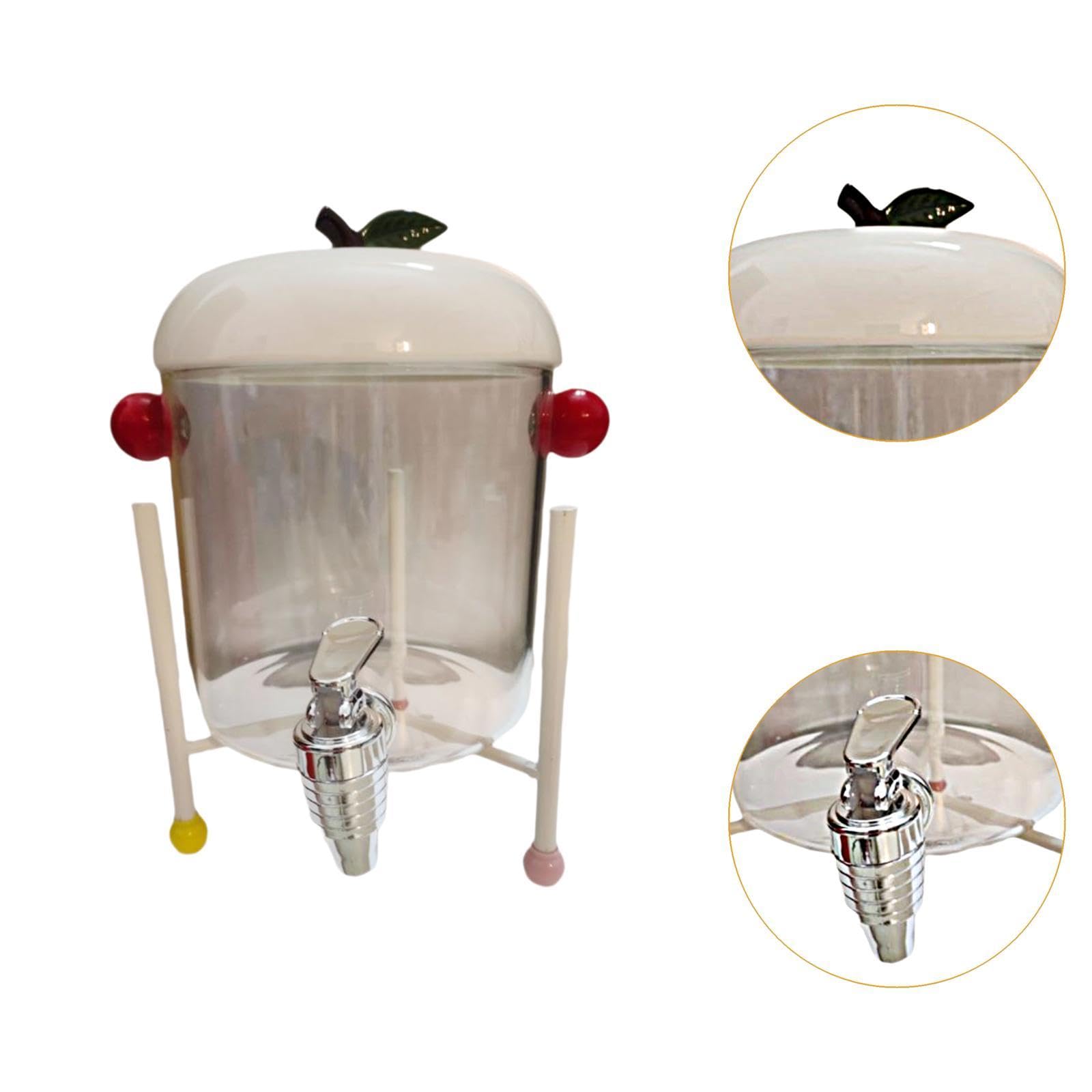MERIGLARE Dispensador de Bebidas Jarra Grande para Nevera Contenedor de Líquidos con Grifo de Vidrio Resistente Y Soporte Estable Adecuado para Reuniones Famil, do, Individual