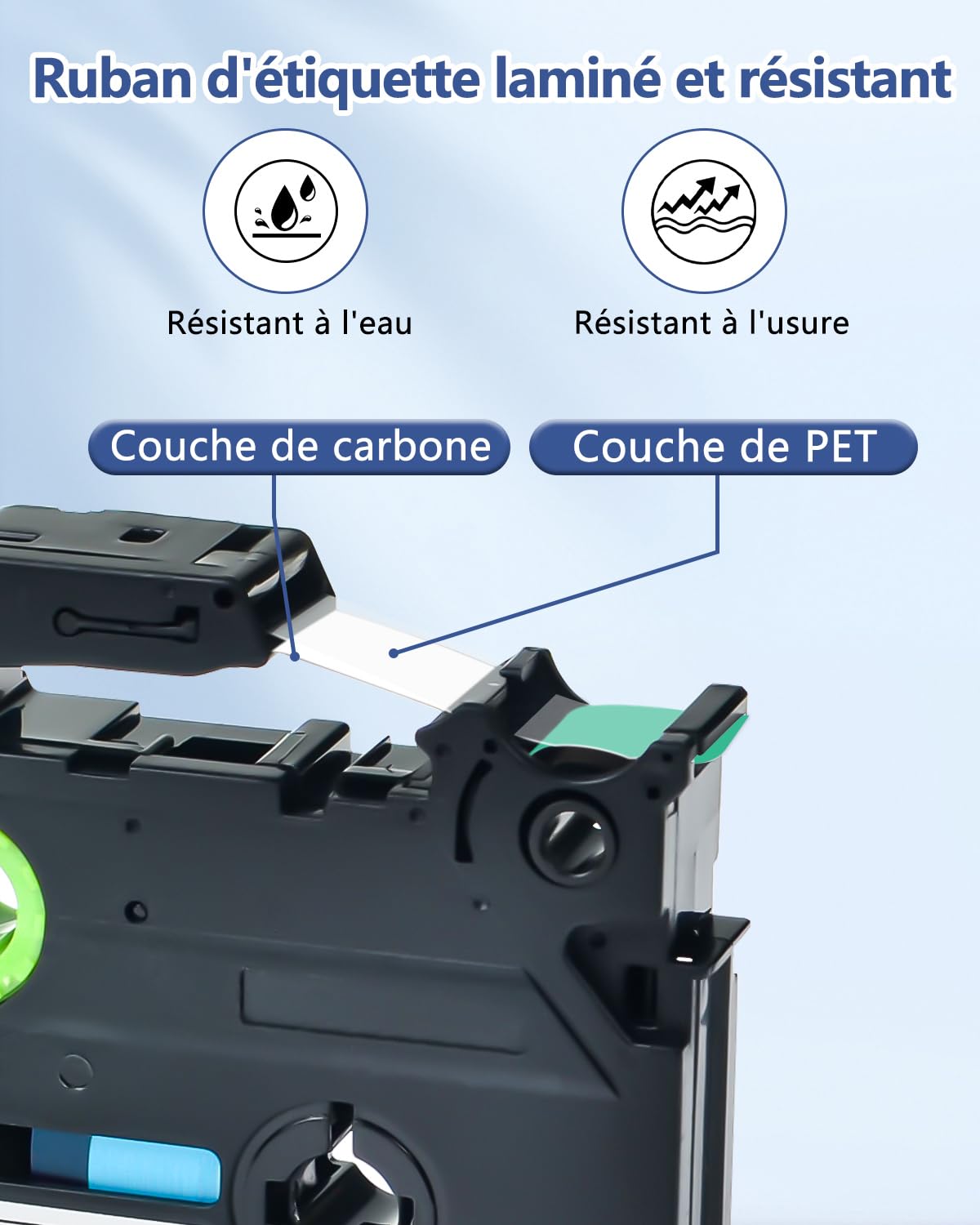 Cruxer Lot de 200 Compatible TZE-735 pour P-touch Blanc sur Vert 12 mm