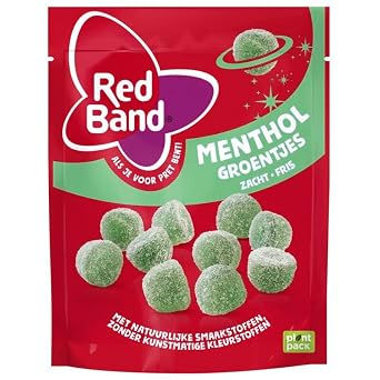 Red Band Menthol Groentjes I Soft Chewy Gummy Candy in Menthol Flavor I 230g 8.1 ounce