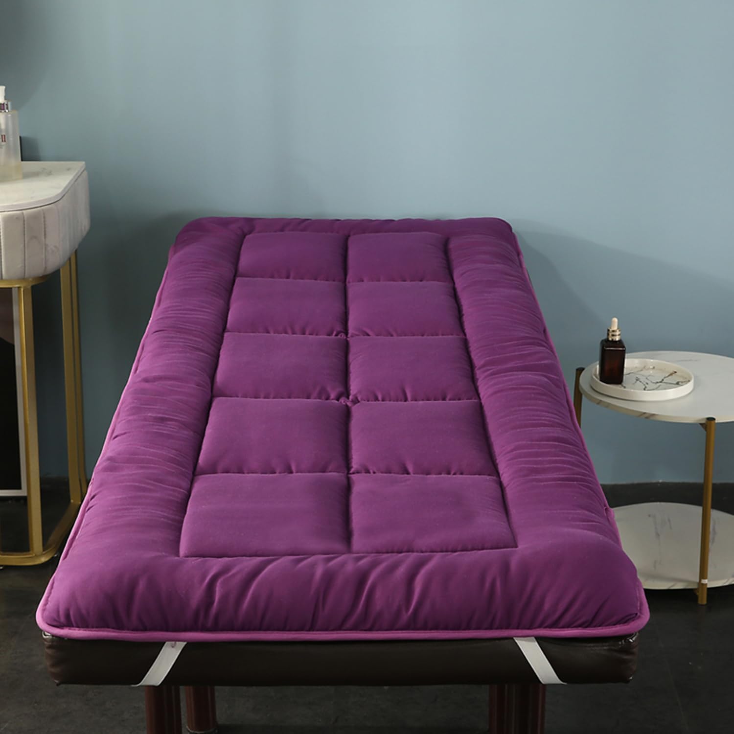 Purple,60 * 180cm,LDLCYCN Spa Massage Table Pad Without Face Hole Lash Bed Pad Cover with Non Slip Elastic Band Fluffy Beauty Salon Bed Pad for Tattoo Table Beauty Bed Square Head Washable