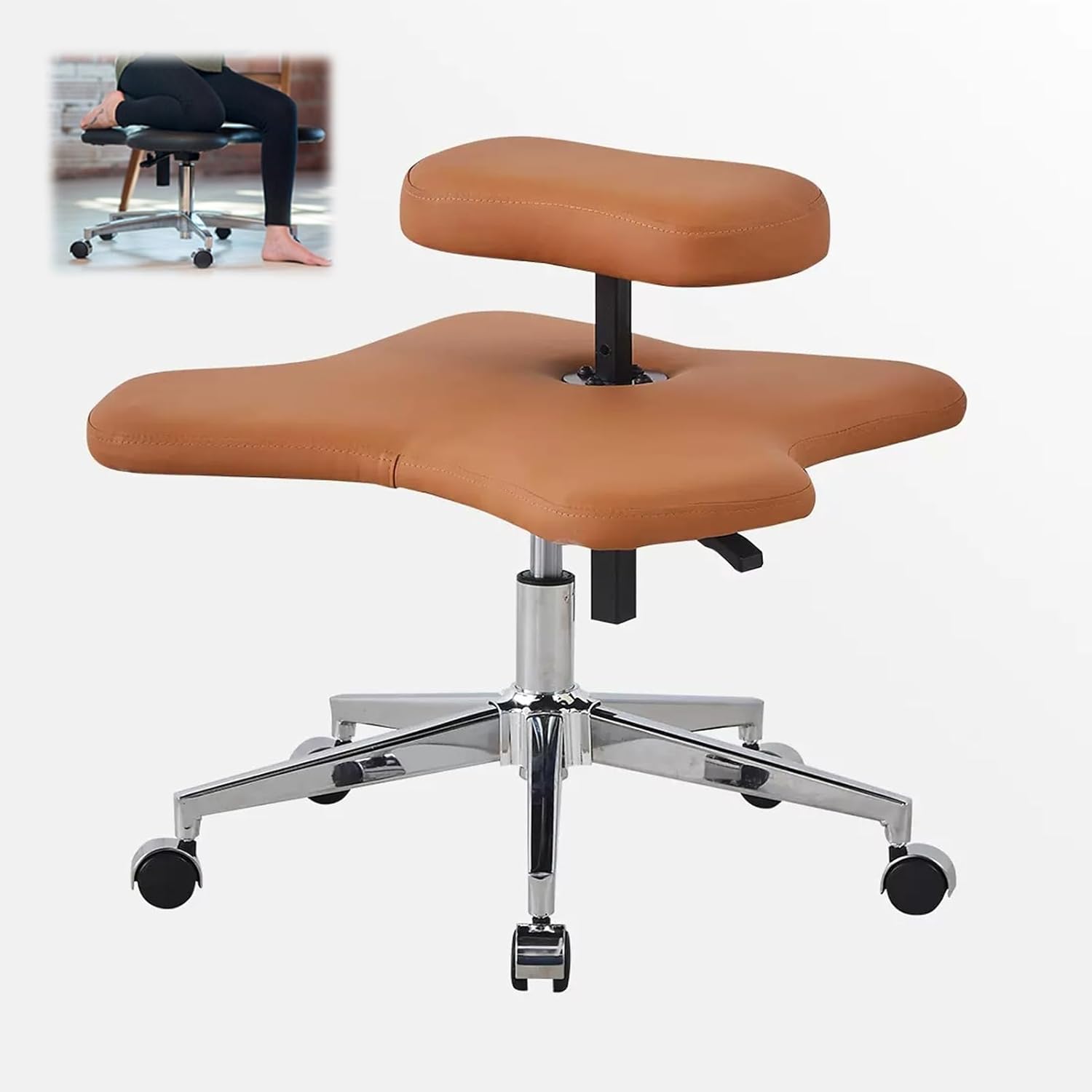 Office Chair Cross Legged Chair，Kneeling Chair, Ergonomic Cross Legged Chair with Wheels, Adjustable Height Meditation Chair, Home Office Desk Chair, Relieving Back and Neck Pain & Improving