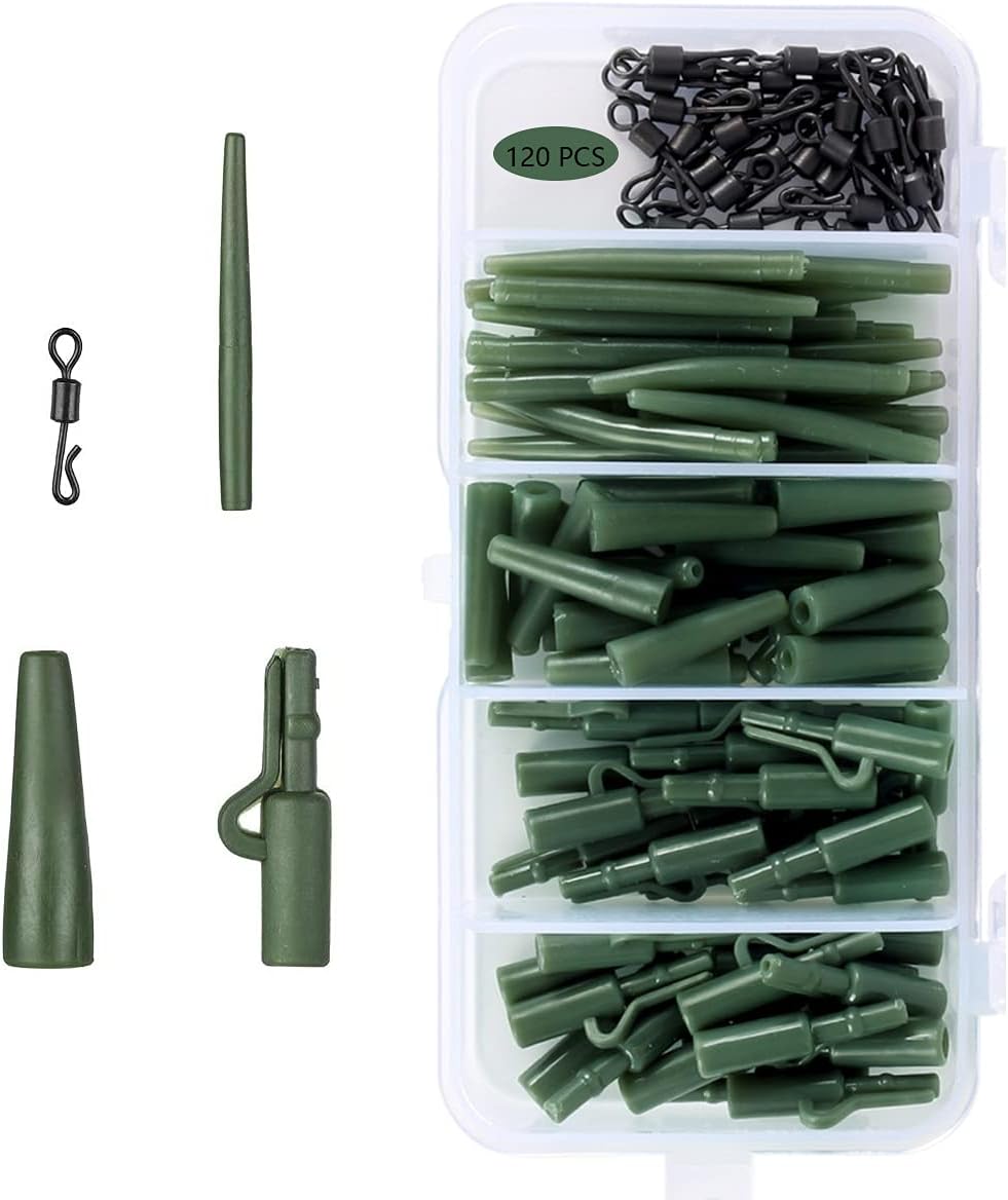 Fishing Accessories Set Carp Fishing Tackle Quick-Change Rotating Plastic Head Anti-wrap Cover Fishing Accessories Set with Plastic Box Suitable for Outdoor Fishing Accessories (120PCS) : Sports & Outdoors