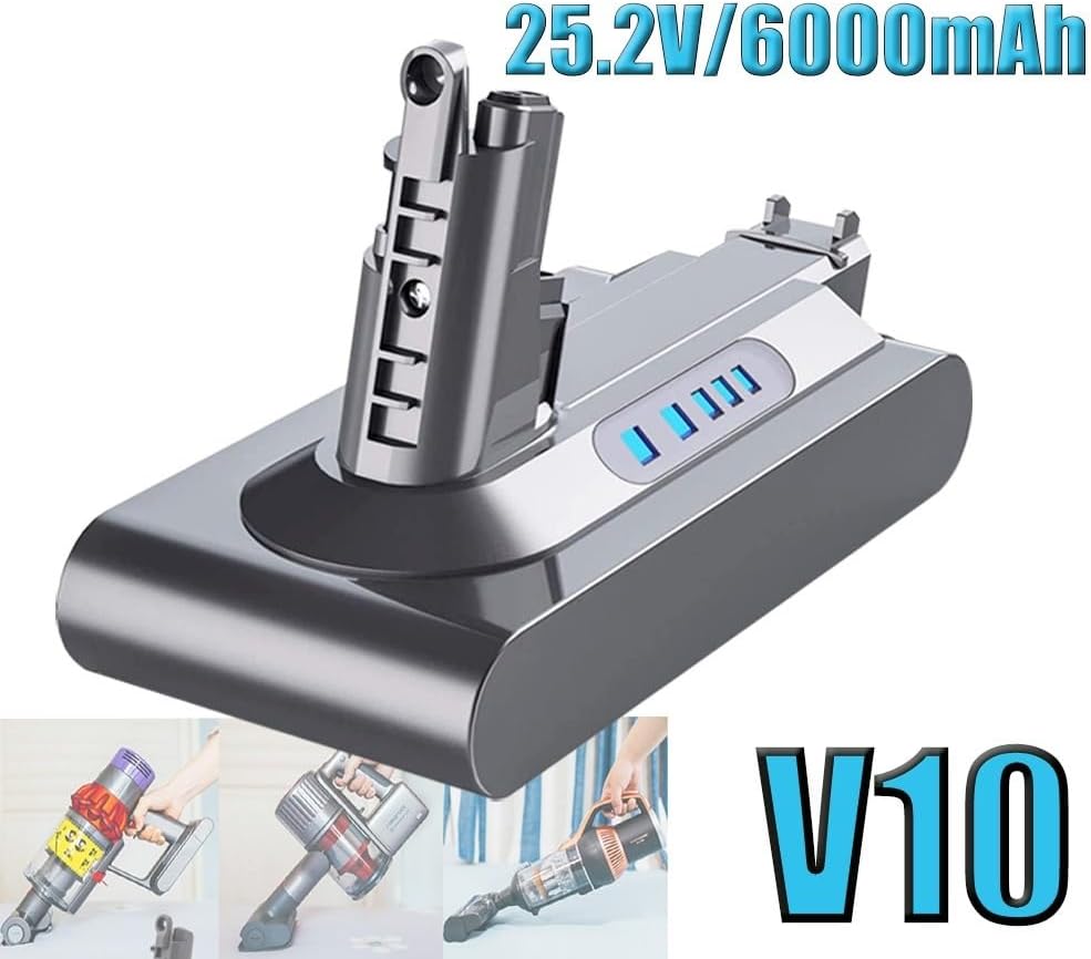 V10 Replacement Battery Lithium-ion 25.2V 6000mA Battery Pack 7-Cell(206340)，Compatible for Dyson V10 RH-10 SV12 SV14 7INR21/70(6000mAh-1)