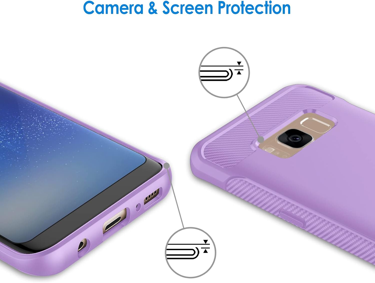 JETech Slim Fit Case Compatible with Samsung Galaxy S8 Plus S8+, Thin Phone Cover with Shock-Absorption and Carbon Fiber Design (Light Purple)