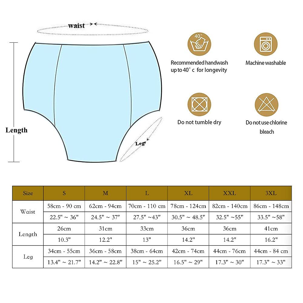 Kann wiederverwendet werden Dauerwaschbar Erwachsene Baby Töpfchen Windel Trainingsunterwäsche ABDL Inkontinenz Wasserdichte Trainingsinkontinenz Booster Pads Hosen 2er Pack (S, 2 Frog)