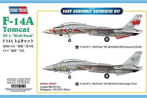Hobbyboss 80279 F-14a Tomcat VF-1" Wolf Pack Modelo Kit, de colores