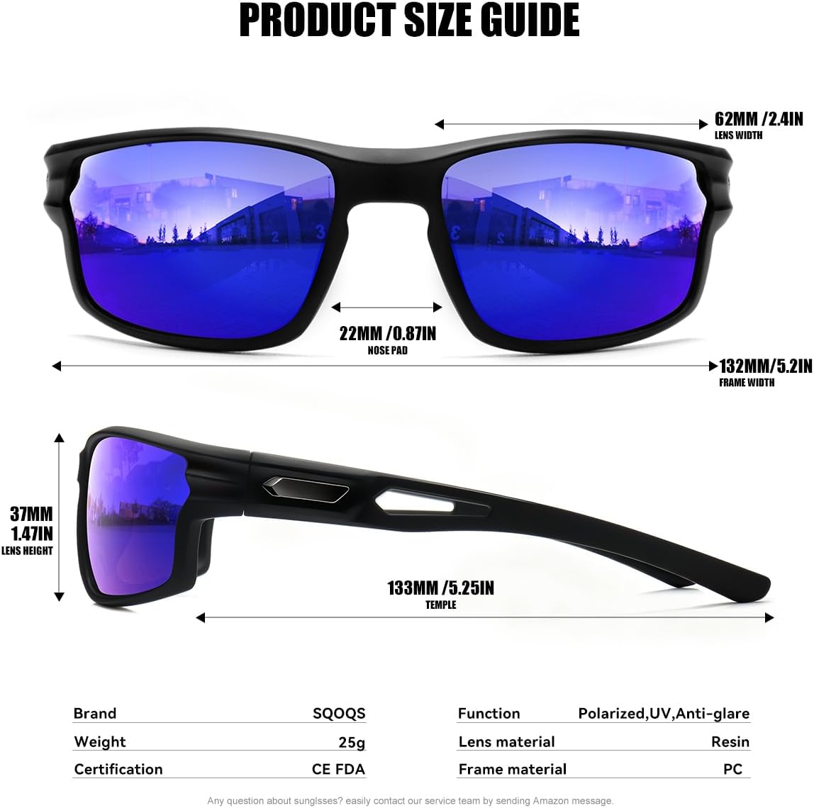 Polarized Sports Sunglasses for Men UV400 Protection, Lightweight Wrap Around Sun Glasses for Fishing Cycling Running - Image 5