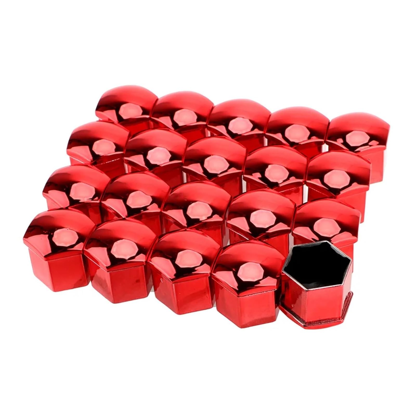 QIZUN 20 Pcs Wheel Nut Covers for Abarth 500 595 695 Coppa Coppone, Hexagon Wheel Bolt Caps Lug Nut Covers with Removal Tool, Dustproof Bolt Protectors,Red