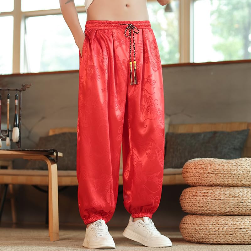 GUOYUXIAO Men's Pants Summer Chinese Style Wide-Legged ThinTrouser4