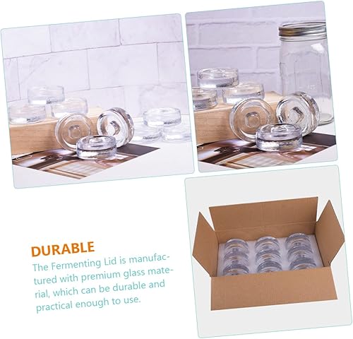 Miniatura 9 de Housoutil Pesas de vidrio fermentado, kit de decapado de tapa de tarro de fermentación, decapado de vidrio de sal, pesos de barro, tapas de latas,
