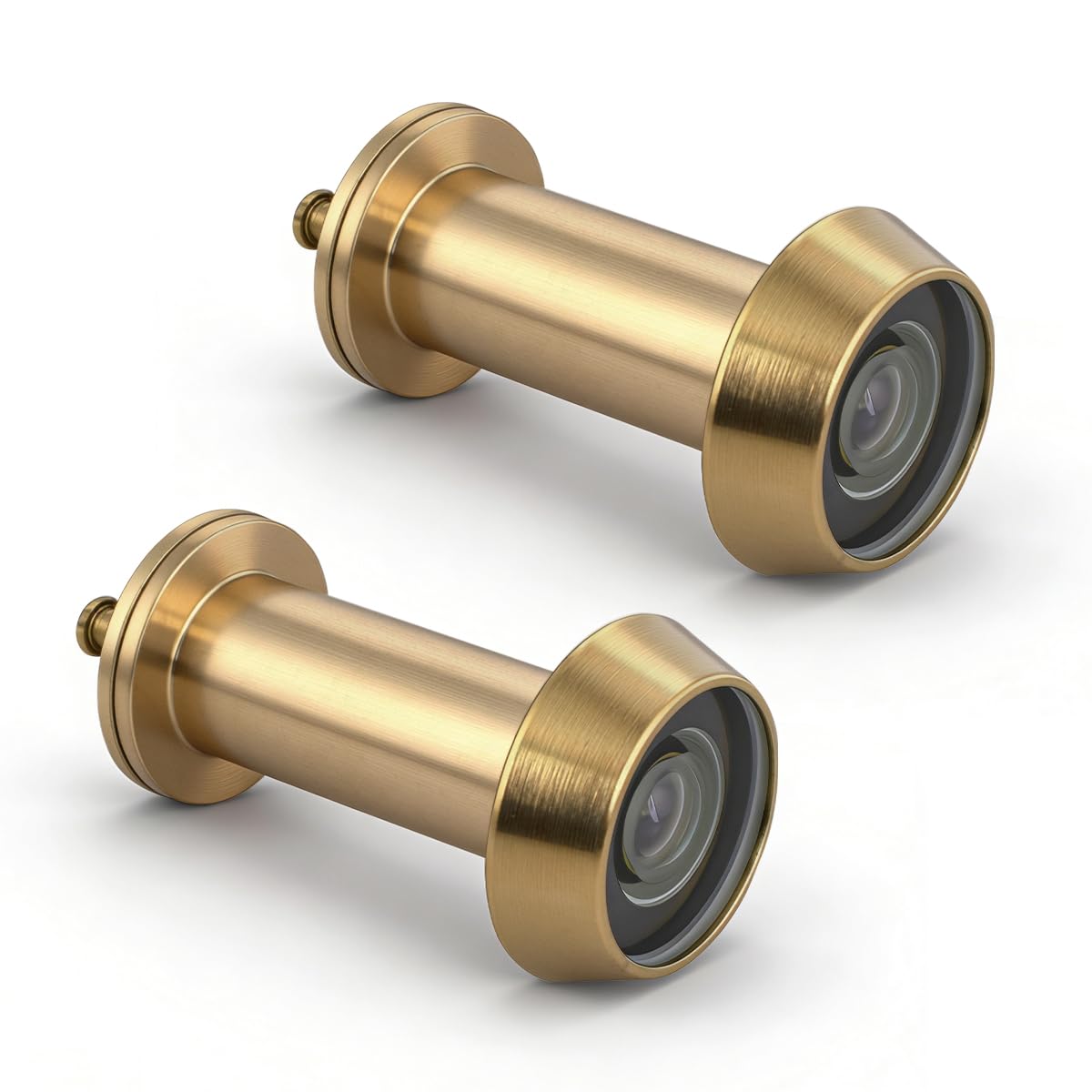 GANZTECH 2 Pcs UL Listed Gold 35-60mm(Length),14mm(Pipe Diameter),Solid Brass 200 Degree Integrated Rear Cover, Fireproof Lens,Suitable for Various Doors.