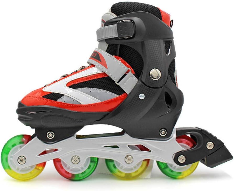 Inline Skate Adjustable Size Casual Suitable for Beginners Boys and Girls Universal/Black/Red/S