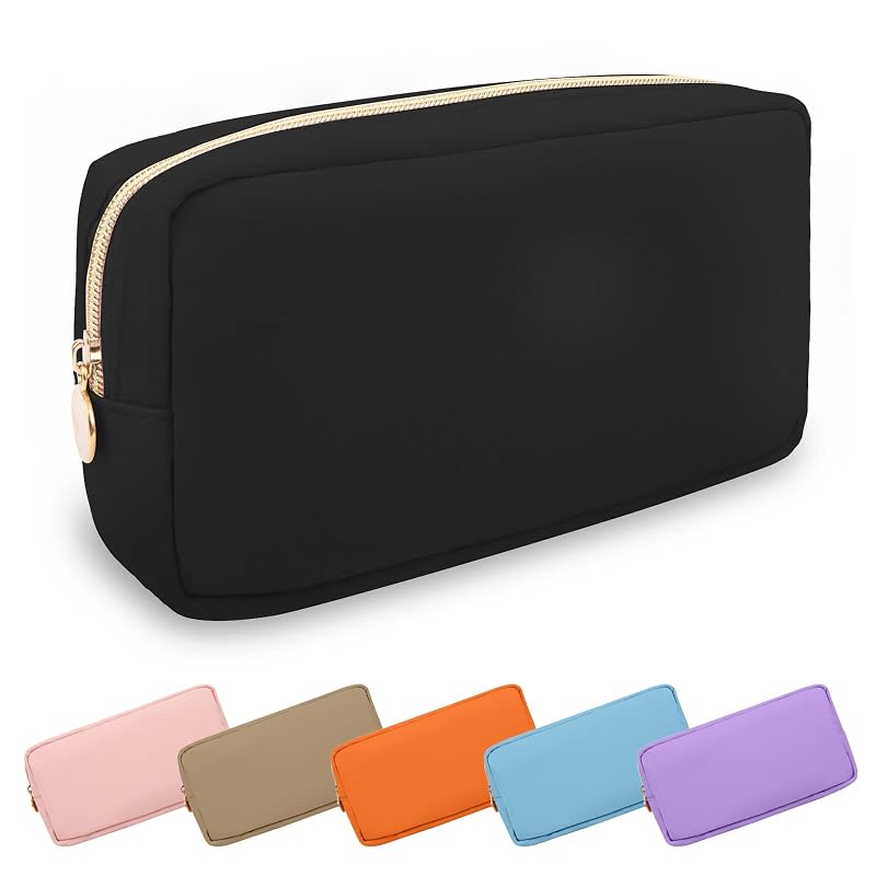Necessaire pequena UIXIZQ em nylon com zíper, preta