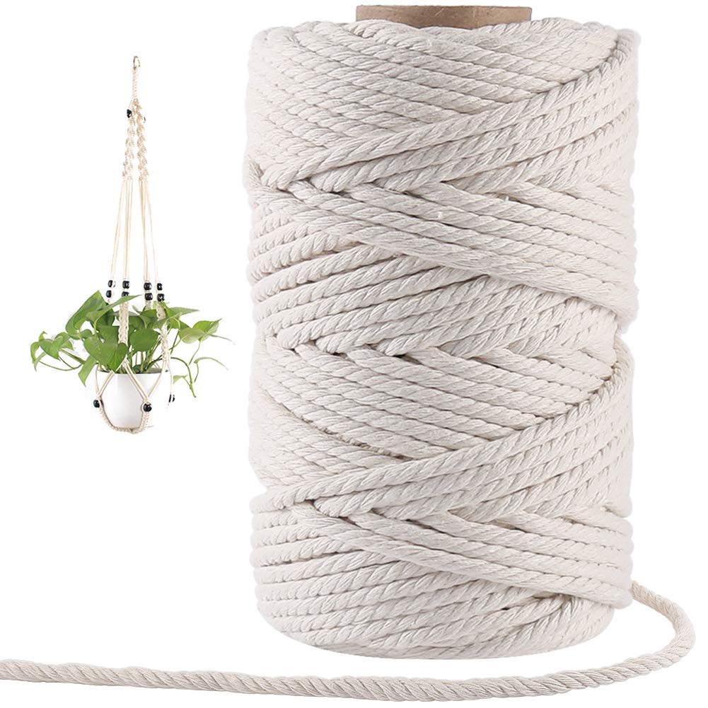 Cordino Macramè Naturale – Cotone Ritorto 3 Fili, 2mm X 200m, Grigio Chiaro, Per Arazzi E Piante - 4
